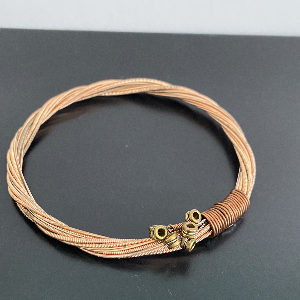 Recycled Guitar Strings Large Bangle Bracelet